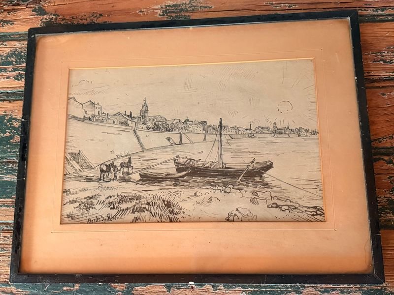 Lote anterior: Grabado de Van Gogh - Banco de Rhône en Arlés