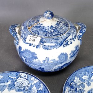 Azucarero con tapa y dos platos pequeños de té, cerámica inglesa Enoch Wood - imagen 4