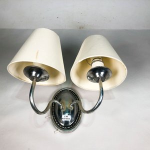 Aplique de Pared Doble en Peltre con Pantallas Beige - imagen 2