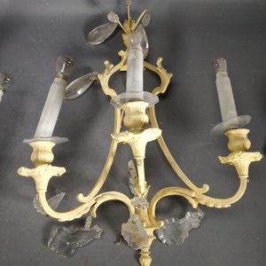 Par de Apliques de Bronce Estilo Versalles con Cristales - imagen 5