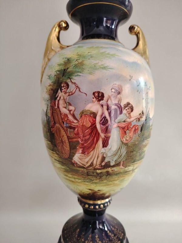 Jarrón de porcelana pintado a mano checoslovaco - imagen 3