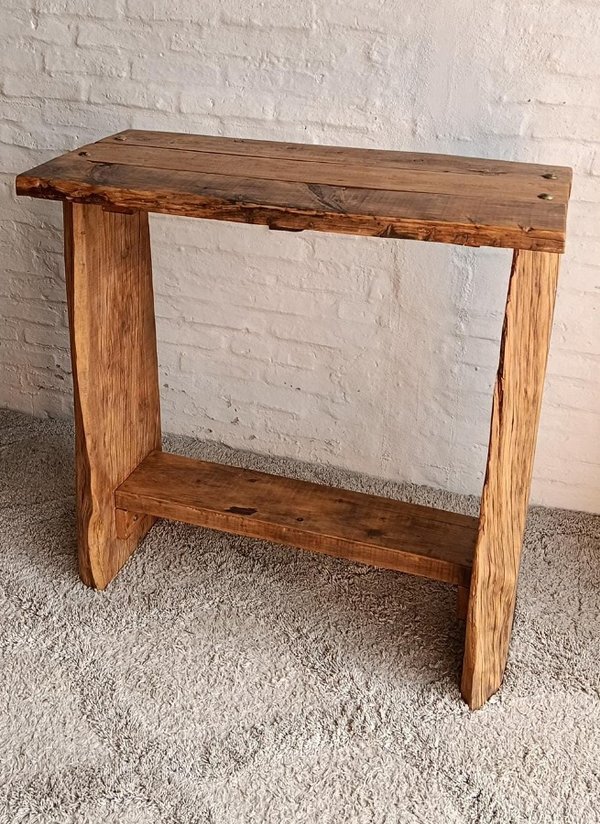 Mesa de Arrime Rústica de Madera Maciza - imagen 1