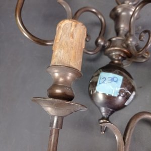 Par de Apliques Holandeses de Bronce con Dos Luces - imagen 3