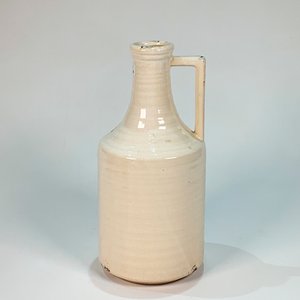 Lote siguiente: Botellón de Cerámica Blanco con Asa Lateral y Craquelado