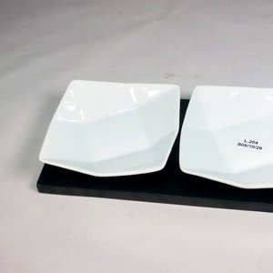 Centro Copetinero Vintage de Madera con Tres Recipientes de Porcelana Blanca - imagen 3