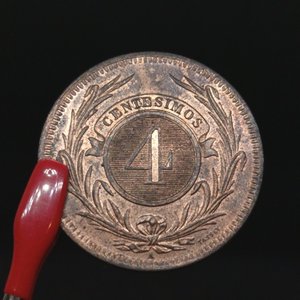 Moneda Uruguay 4 Centésimos 1869 París Bronce Sin Circular - imagen 4