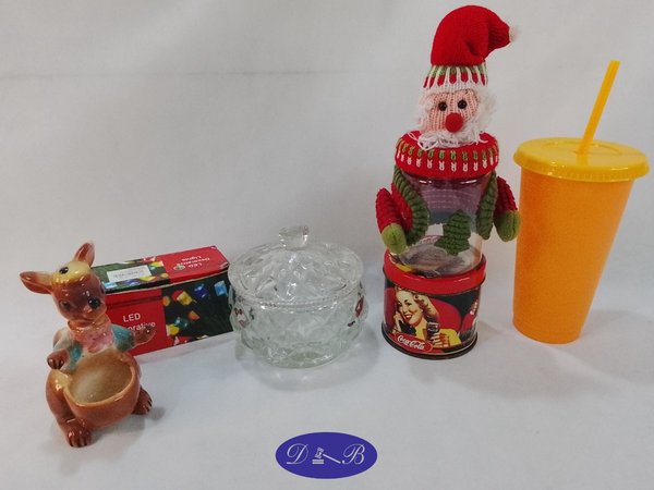 Lote de Luces Navideñas, Caramelera y Vaso Coca-Cola