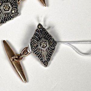 Par de Gemelos de Plata y Oro con Diseño Art Decó - imagen 3