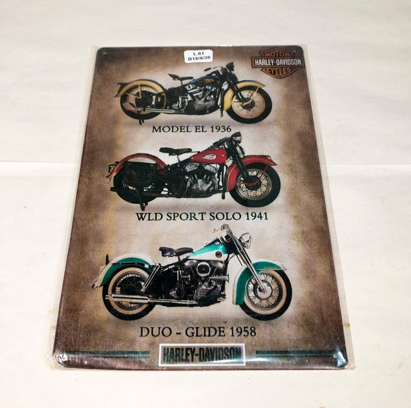 Chapa Decorativa Harley-Davidson Motos Clásicas 30x20 cm - imagen 1