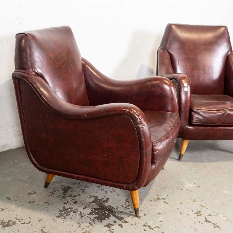 Sillones americanos vintage tapizados en neosky bordó - imagen 3