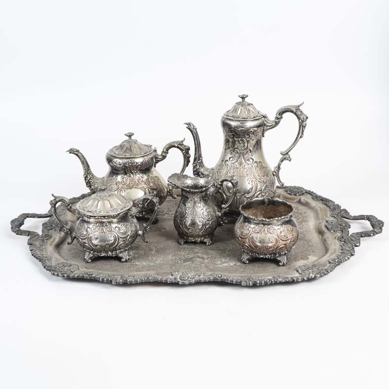 Colección de té platina cincelada antigua para baño - imagen 1