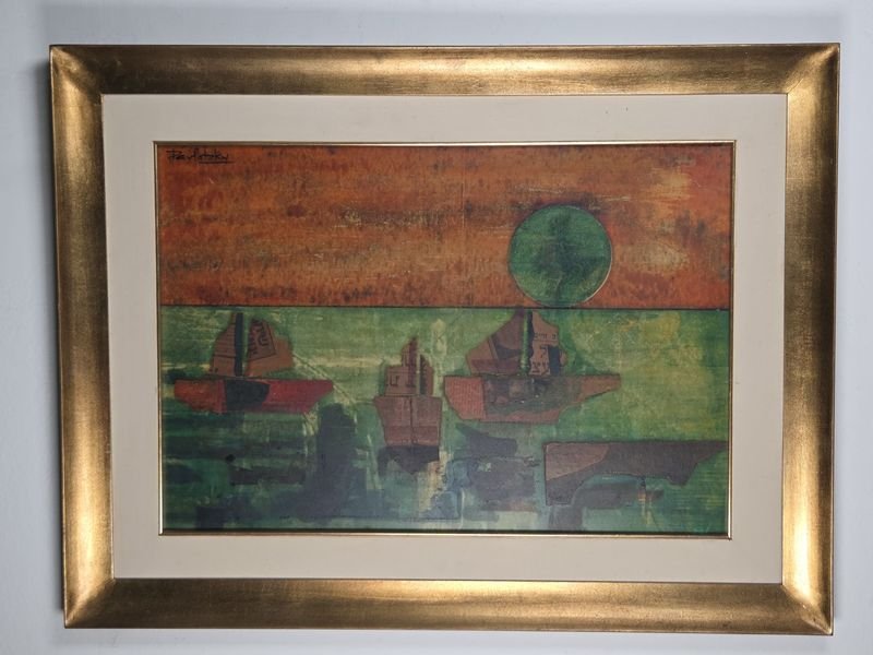 Obra de Arte Mixta "Barcos" del Artista Pavlotzky