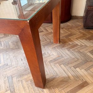 Mesa de Comedor Rectangular de Madera Maciza con Tapa de Vidrio - imagen 4