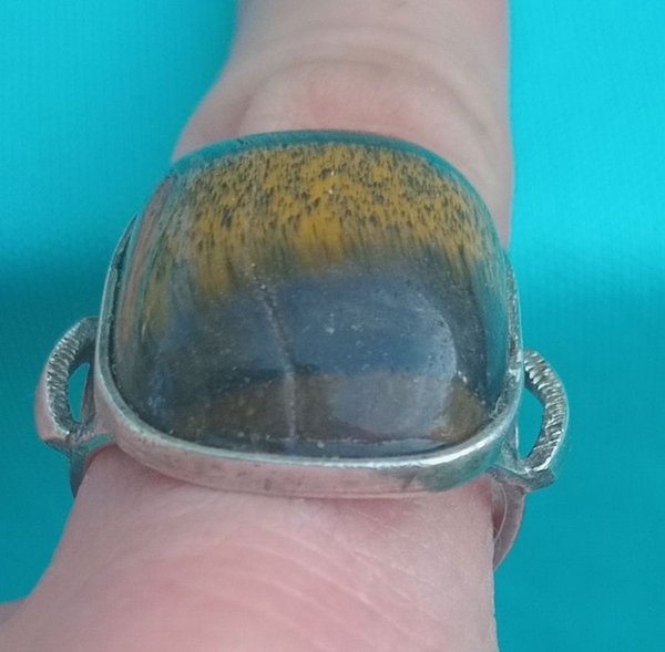 Anillo de diseño en plata con piedra marrón - imagen 2