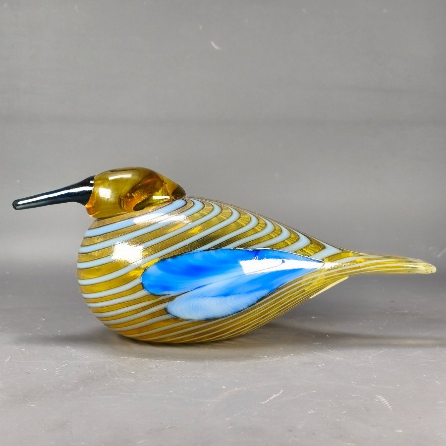 Figura Finlandesa en vidrio soplado con fisonomía de pájaro diseñada por OIVA TOIKKA - imagen 2