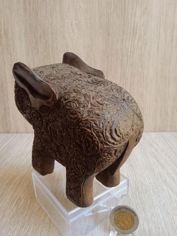 Talla en Madera de Elefante, 14x13 cm, Buen Estado - imagen 2