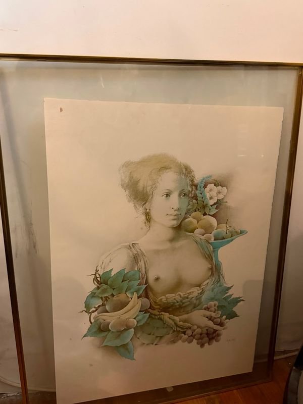 Obra "Dama desnuda" de G. Capozzoli, Técnica Mixta sobre Papel