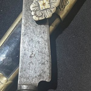 Antiguo Cuchillo D Coronado con Cabo y Vaina de Plata y Oro - imagen 3