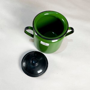 Yerbera Esmaltada Verde y Negra con Asas Laterales - imagen 2