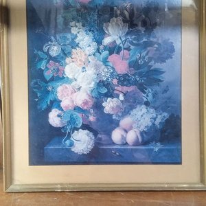 lámina de un bodegón clásico de flores y frutas 37*32 - imagen 1