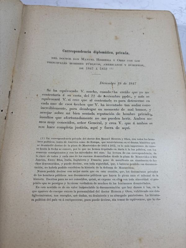 Correspondencia Diplomática Privada del doctor don Manuel Herrera y Obes - Montevideo 1901 - imagen 3