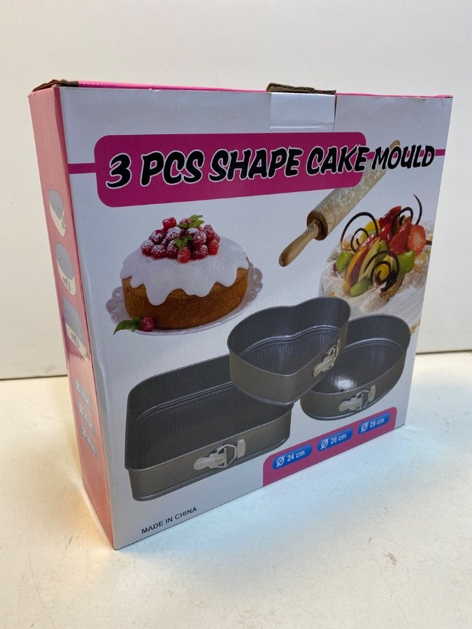 Set de 3 Moldes Desmontables para Repostería: Corazón, Cuadrado y Redondo