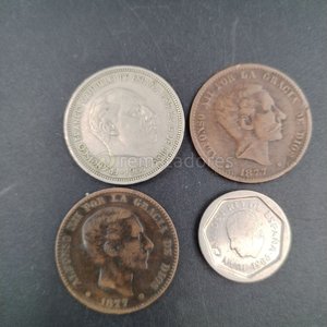 Lote de 4 monedas antiguas españolas: 50 ptas, 100 ptas, 10 céntimos y 200 céntimos - imagen 3