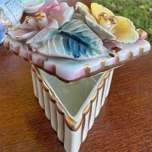 1 juego de 3 alhajeros en ceramica esmaltada española de alta calidad con una decoracion floral y pintados a mano - imagen 5