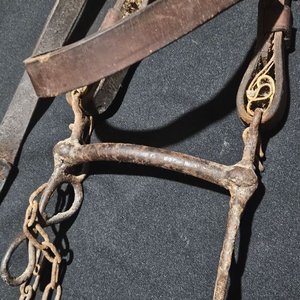 Freno de Caballo Antiguo Completo de Cuero y Metal - imagen 4