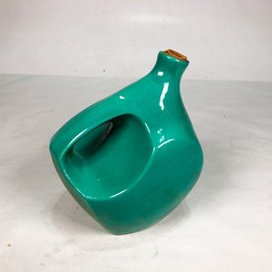 Porrón de Cerámica Esmaltada Celeste con Asa y Corcho - 21 cm - imagen 3