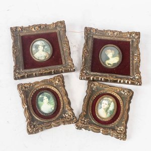 Lote de 4 Miniaturas Antiguas con Marcos Ornamentados - imagen 1