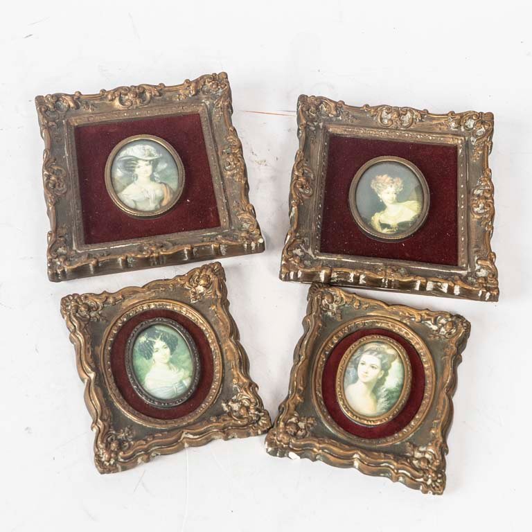 Lote de 4 Miniaturas Antiguas con Marcos Ornamentados