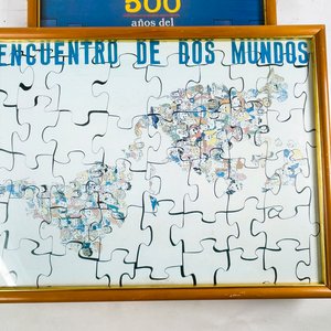 Dos Cuadros Afiche "Encuentro de Dos Mundos" 58 x 44 cm - imagen 2