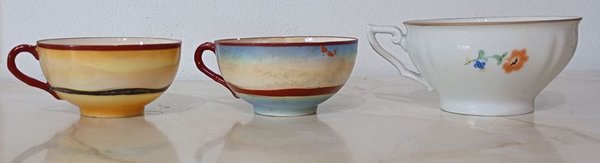 Tres tazas para té japonesas y checoslovacas con detalles de craquelé - imagen 2