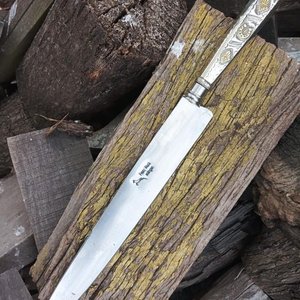 Cuchillo Franz Wenk Solingen Cabo Alpaca con Apliques Bronce - imagen 1