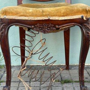 Par de Sillas Clásicas Estilo Francés con Estructura de Madera y Esterilla - imagen 2