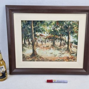 Cuadro con Paisaje Campestre Firmado 'Darci 86' - Marco Marrón Oscuro - imagen 2