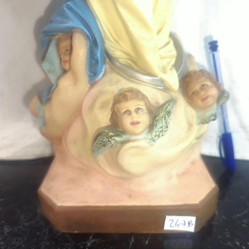 Escultura antigua de la Virgen de la Concepción en pasta de madera o similar - imagen 4