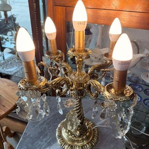 Candelabro de Mesa Dorado con 5 Luces y Caireles de Cristal - imagen 8