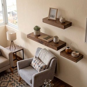 Lote siguiente: Set de 3 Estantes Flotantes de Madera de Pino Natural