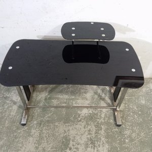 Escritorio Moderno con Estante Elevado para Monitor - Vidrio Negro y Metal - imagen 6
