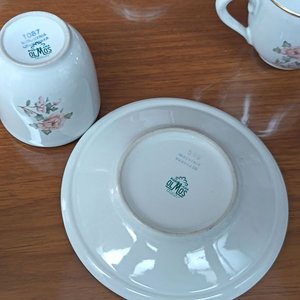Juego de Porcelana Olmos con Rosas Rosadas y Filete Dorado - imagen 10
