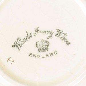 7 Piezas de loza inglesa para frutas Woods Ivory Ware, diseño flores, borde dorado con desgaste. Medidas: 16x4 cm - imagen 3