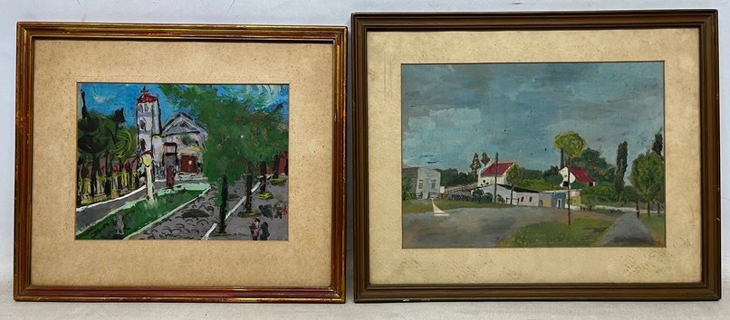 Dos pinturas de paisajes en óleo sobre cartón
