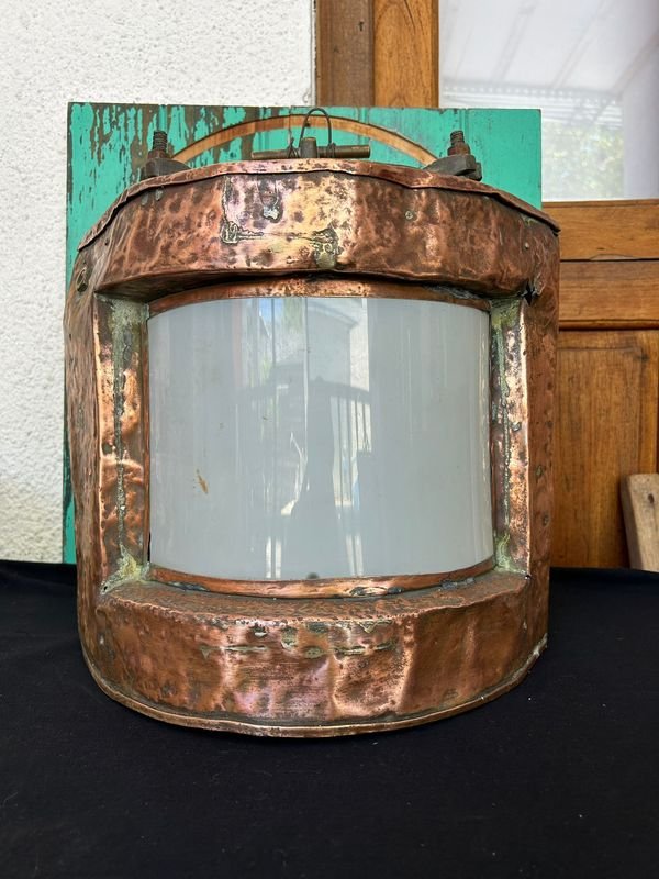 Farol de barco imponente en cobre y bronce - imagen 2