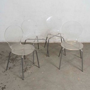 Juego de 4 Sillas Acrílicas con Patas Cromadas - imagen 1