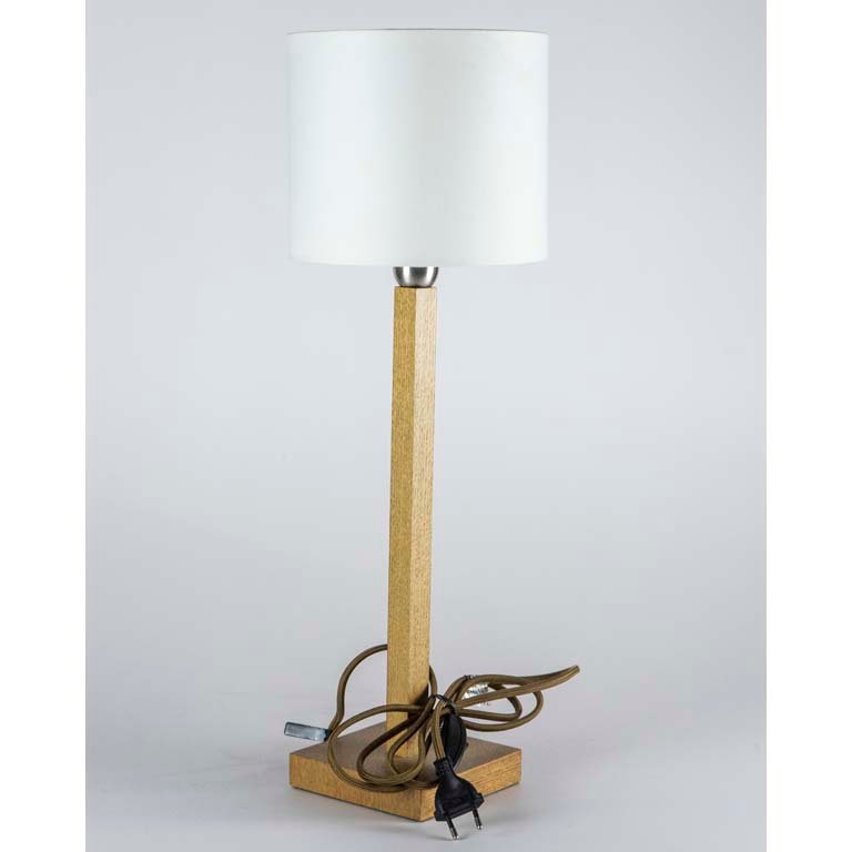 Lámpara de mesa de una luz en madera con pantalla - imagen 1