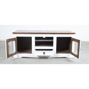 Rack Rústico Blanco con Puertas Vidriadas y Cajón - imagen 2
