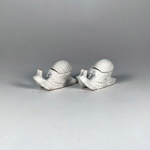 Dos Azucareros Caracol de Cerámica Blanca con Cucharita - imagen 1
