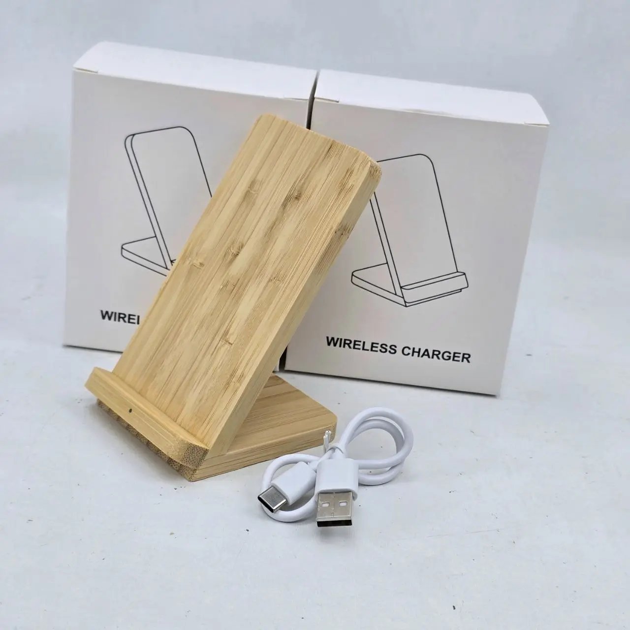 Cargador Inalámbrico de Bambú para Celular (x2)